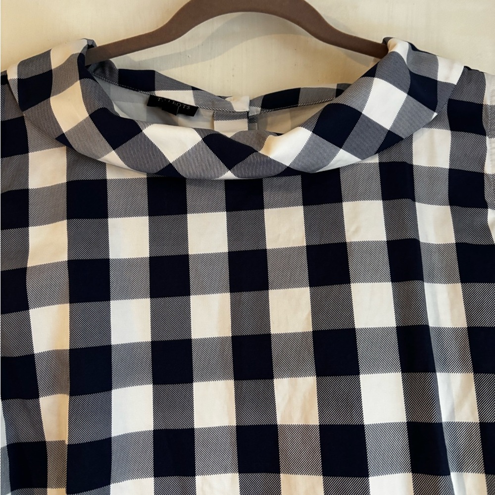 Talbots Audrey Shell Gingham Blue and White Plaid Top - Picture 4 of 13